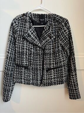 Simply Vera Vera Wang Black & White Tweed Zip Blazer